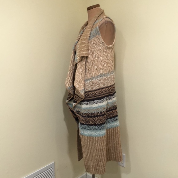 Anthropologie Sleeping on Snow Cardigan Vest Size XS Small Tan Fairisle Knit - Picture 3 of 10